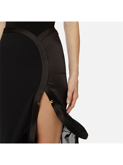 Gonna in crêpe e raso con balza ELISABETTA FRANCHI | GO18062E2/110